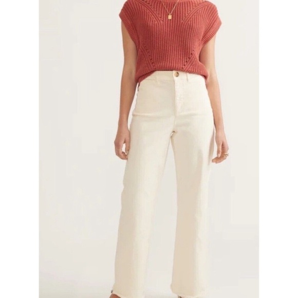 Marine Layer Bridget High Rise Wide Leg Baggy Sz 6 Stretch Jean‎ In Cream